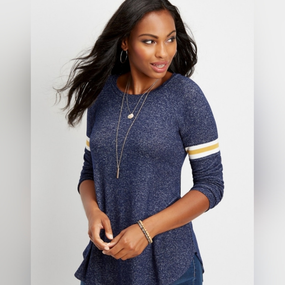 Women's Navy Long Sleeve Top
